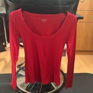 Old Navy Bright Red Long Sleeve Tee